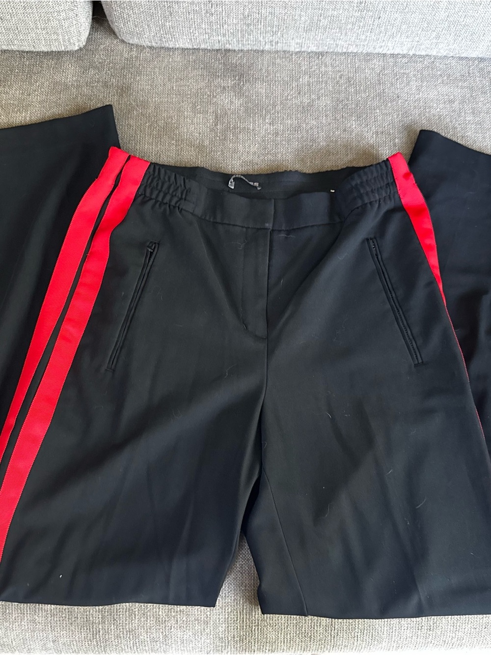 Express Black wide leg trousers with Red Side Stripes